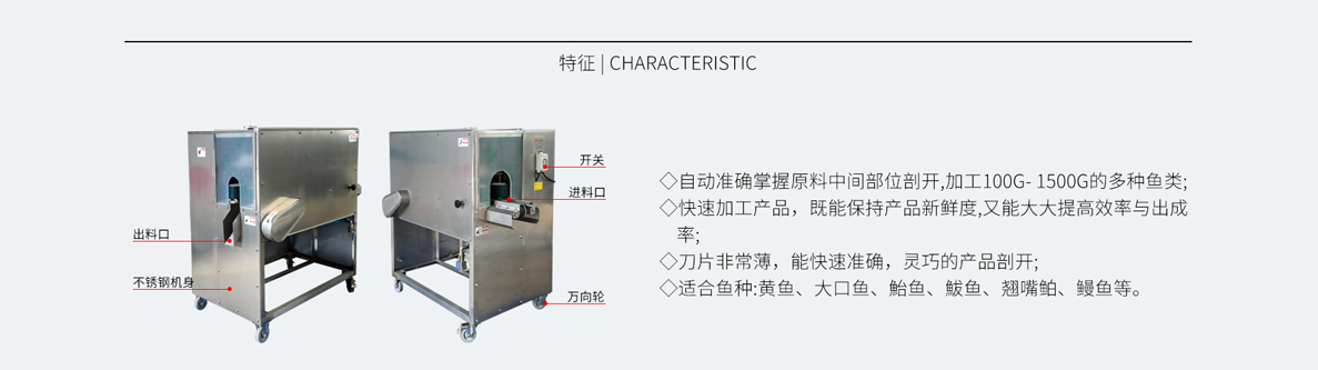 中型魚類二枚開片機（大型） FCM-228，不銹鋼魚片機，鲅魚開片機，二枚三枚開片機，黃魚開片機，鰻魚開片機